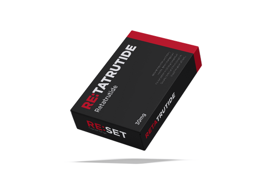 Black and red box labeled 'RE:TATRUTIDE' on a Transparent background